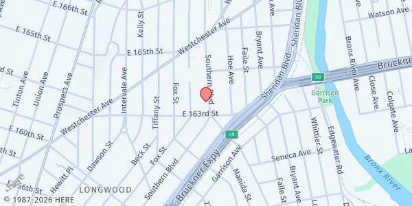Map showing Urban Health Plan WIC Office at 953 Southern Blvd, Room 201, Bronx, NY