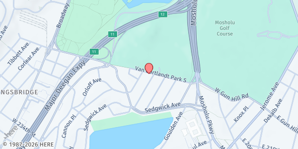 Map showing Van Cortlandt Park Alliance Farm Stand at 98 Van Cortlandt Park South, Bronx, NY