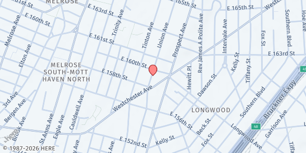 Map showing WORD OF LIFE CHRISTIAN FELLOWSHIP at 830 UNION AVENUE, Bronx, NY