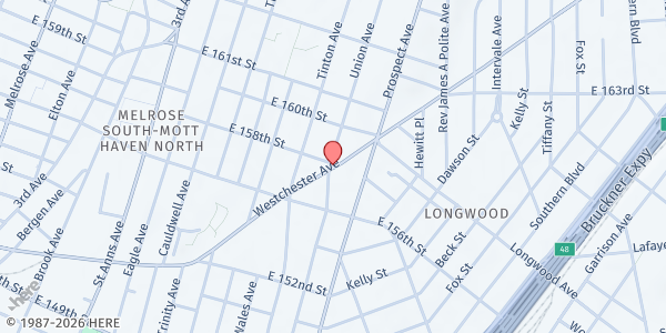 Map showing Word of Life Christian Fellowship Food Pantry at 830 Union Avenue, Bronx, NY