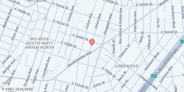 Map showing Word of Life International, Inc at 830 UNION AVENUE, Bronx, NY