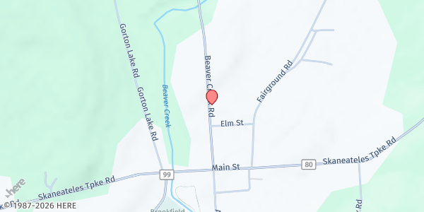 Map showing Brookfield Food Cupboard FP at 2416 Beaver Creek Rd, Brookfield, NY