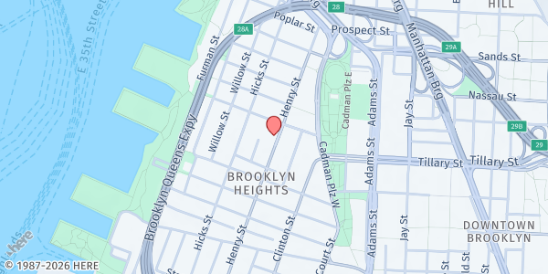 Map showing First Presbyterian Church of Brooklyn at 124 Henry Street, Brooklyn Heights, NY