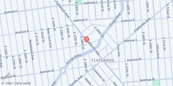 Map showing Admirable Church, Inc. at 1910 FLATBUSH AVENUE, Brooklyn, NY