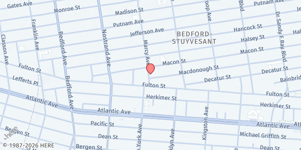 Map showing Agape Social Services Beulah Ministry - Food Distribution Center at 929 Marcy Ave, Brooklyn, NY