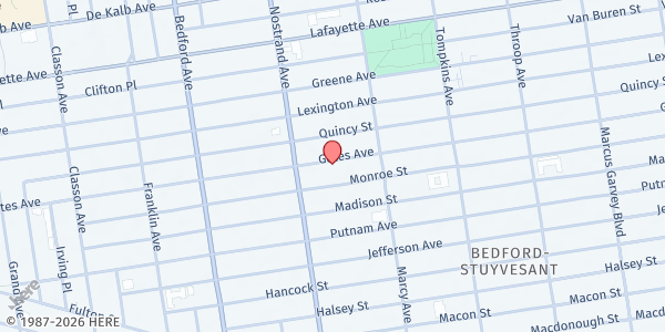 Map showing All People's Church of Apostolic Faith, Inc. at 422 Gates Ave., Brooklyn, NY