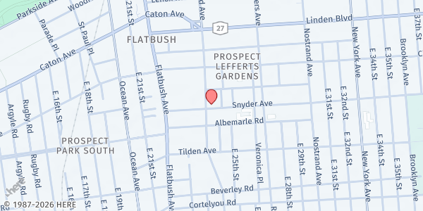 Map showing ANGELS THROUGH CHRIST Food Pantry at 2263 BEDFORD AVENUE, Brooklyn, NY