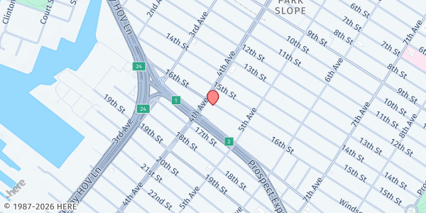 Map showing B.t. Roberts Food Pantry - Food Distribution Center at 120-122 16th St, Brooklyn, NY