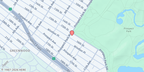 Map showing Bartel-Pritchard Square Wed Greenmarket at 205 Prospect Park West, Brooklyn, NY