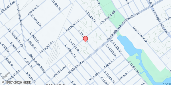 Map showing BCAN Brooklyn Pantry Site at 716 E 105th street, Brooklyn, NY