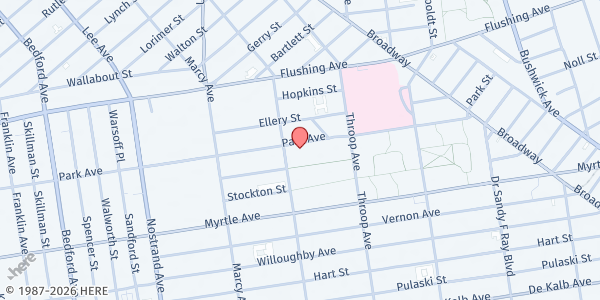 Map showing Bed-Stuy Mobile Market - 736 Park Avenue at 736 PARK AVENUE, Brooklyn, NY