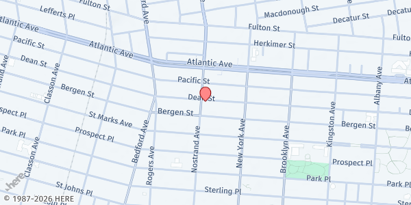 Map showing Bedford Central Presbyterian Church at 1200 DEAN STREET, Brooklyn, NY