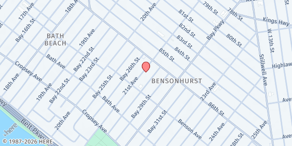 Map showing Bensonhurst Council of Jewish Organizations, Inc. at 8635 21st Avenue, Brooklyn, NY