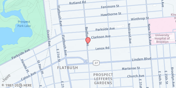 Map showing Bethanie Food Pantry at 2059 Bedford Ave, Brooklyn, NY