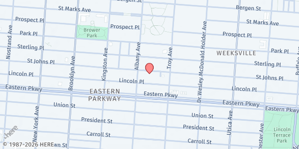 Map showing Bethany United Methodist Church at 1208 ST. JOHN'S PLACE, Brooklyn, NY