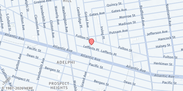 Map showing Bethel Seventh Day Adventist Church at 457 Grand Ave, Brooklyn, NY