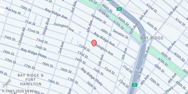 Map showing Bethlehem Lutheran Church at 4th & Ovington Ave., Brooklyn, NY