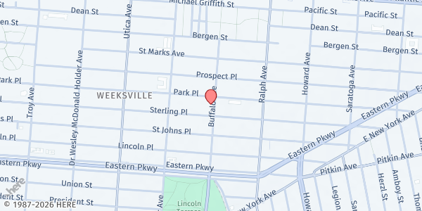 Map showing Better Community Food Pantry at 218 BUFFALO AVENUE, Brooklyn, NY