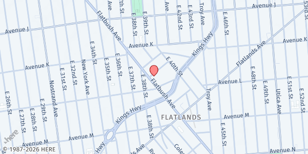 Map showing BK Pantry at 1895 Flatbush Ave, Brooklyn, NY