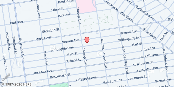 Map showing Black Veterans for Social Justice at 665 Willoughby Ave, Brooklyn, NY