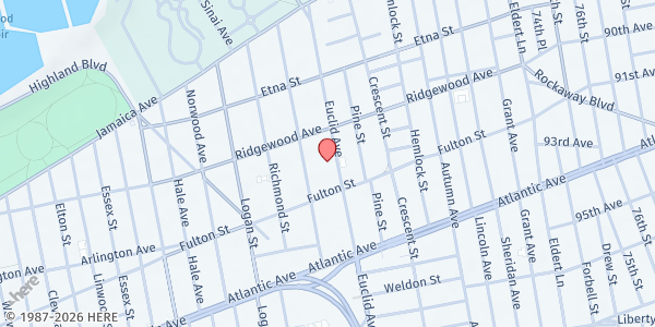 Map showing Blessed Sacrament Church (Bklyn) at 198 Euclid Avenue, Brooklyn, NY