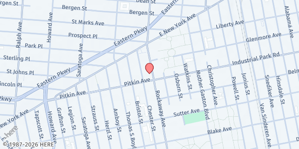 Map showing BMS Life and Wellness Center at 408 Rockaway Ave. - 2nd Floor, Brooklyn, NY