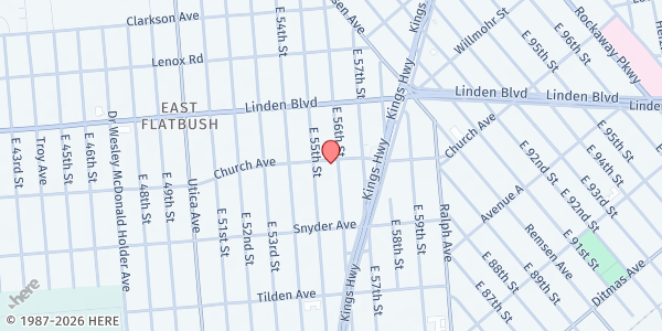 Map showing Brooklyn Faith S.D.A. Church at 5518 CHURCH AVENUE, Brooklyn, NY