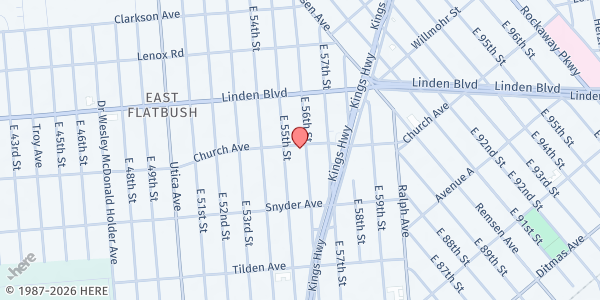 Map showing Brooklyn Faith SDA Church at 5518 CHURCH AVENUE, Brooklyn, NY