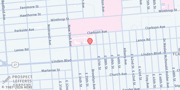 Map showing Brooklyn Food Not Bombs - Brooklyn Avenue at Brooklyn Avenue, Brooklyn, NY