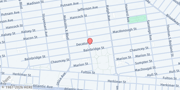 Map showing BROOKLYN RESCUE MISSION URBAN HARVEST CENTER INC at 426 DECATUR STREET, Brooklyn, NY