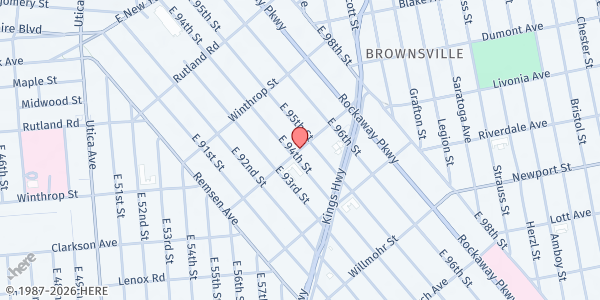 Map showing Brownsville S.D.A. Church at 1085 Clarkson Ave., Brooklyn, NY