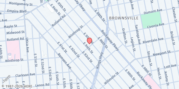 Map showing Brownsville Temple SDA CHURCH at 1089 CLARKSON AVE, BROOKLYN, NY