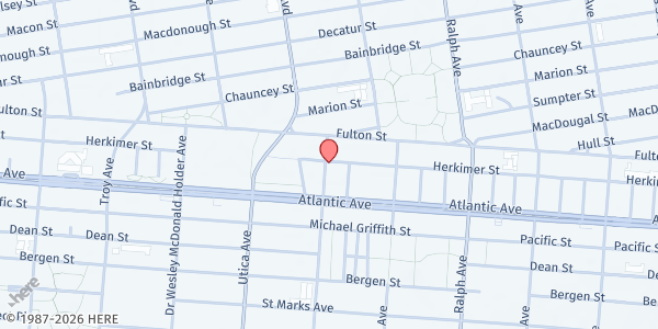 Map showing Calvary Fellowship A.M.E. Church at 790 Herkimer St., Brooklyn, NY