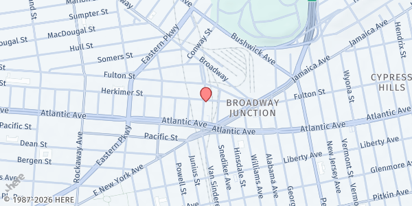 Map showing Calvary UFWB Church at 1520-30 Herkimer Street, Brooklyn, NY
