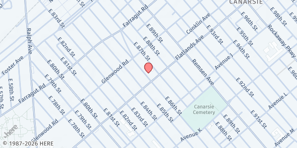 Map showing Canarsie Cluster Center - Our Lady of Miracles Church at 757 EAST 86TH STREET, Brooklyn, NY