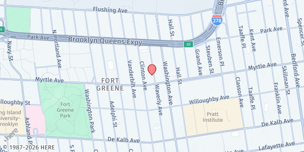 Map showing CELESTIAL CHURCH OF CHRIST ILERI PARISH at 138 WAVERLY AVENUE, Brooklyn, NY