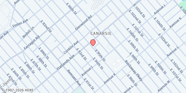 Map showing CHILDREN OF THE LIGHT FOOD PANTRY at 1171 EAST 95TH STREET, Brooklyn, NY