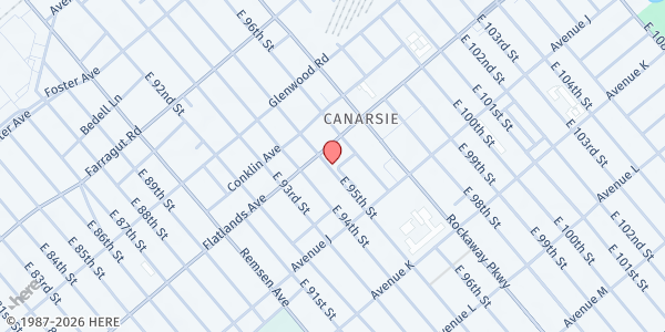 Map showing Children of the Light Ministry at 1171 E 95th St, Brooklyn, NY