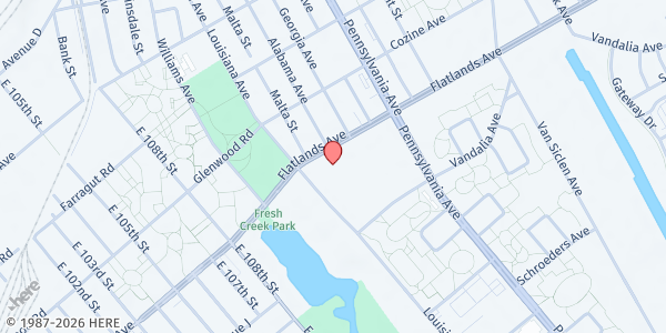 Map showing CHRISTIAN CULTURAL CENTER at 12020 FLATLANDS AVENUE, Brooklyn, NY