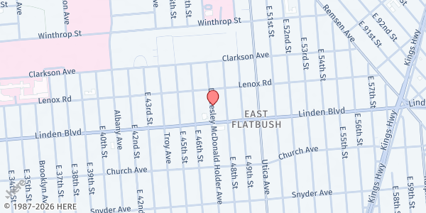 Map showing Christian Fellowship Seventh Day Adventist Community Service Dept. at 777 SCHENECTADY AVENUE, Brooklyn, NY