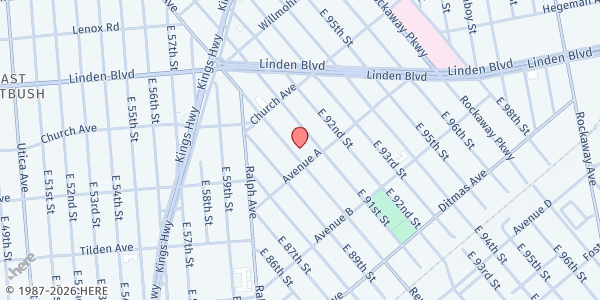 Map showing CHURCH OF GOD (BK) at 627-29 REMSEN AVE, Brooklyn, NY