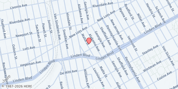 Map showing Church of God of Prophecy Food Pantry at 71 Malta Street, Brooklyn, NY