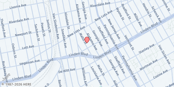 Map showing Church of God of Prophecy Soup Kitchen at 71 Malta St, Brooklyn, NY