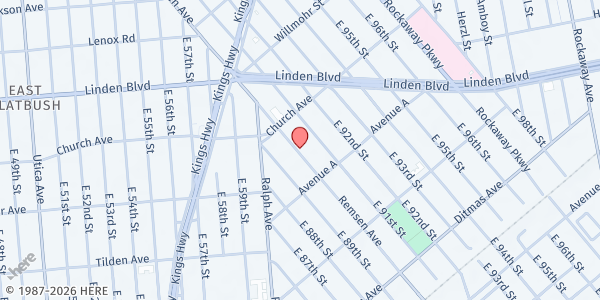 Map showing Church of God Remsen Ave at 627-29 Remsen Avenue, Brooklyn, NY
