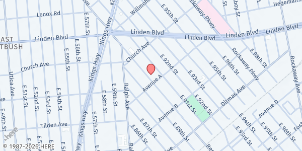 Map showing Church of God Remsen Ave at 627-29 REMSEN AVE, Brooklyn, NY