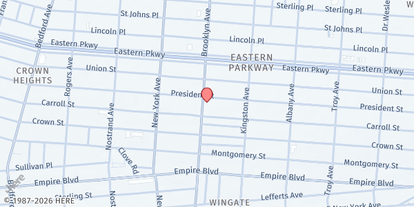 Map showing Church of St.Mark at 1417 Union Street, Brooklyn, NY