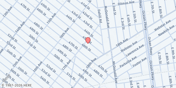 Map showing Church of the Holy Spirit at 1712 45th Street, Brooklyn, NY