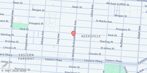Map showing Church of The Living God at 212 Schenectady Avenue, Brooklyn, NY