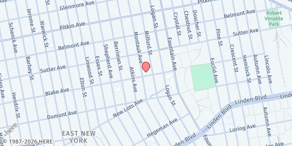 Map showing CITY OF REFUGE FP - Blake Avenue at 1115 BLAKE AVENUE, Brooklyn, NY