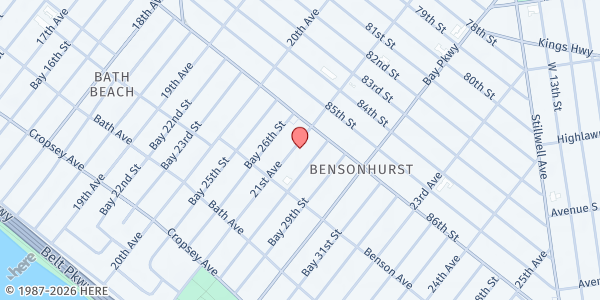 Map showing COJO Bensonhurst at 8635 21st Ave, Brooklyn, NY
